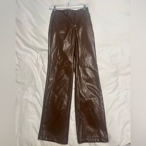 Brown Faux Leather Pants
